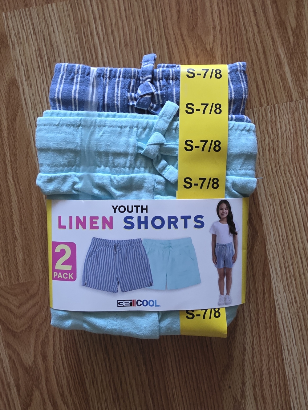 Youth Linen Shorts 2-Pack in Light Blue and Blue Stripe